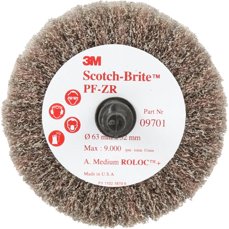 Scotch-Brite™ Roloc™ Cut and Polish Flap Brush, PF-ZR, Aluminum Oxide, Medium Grit, 2-1/2" x 1-1/4"