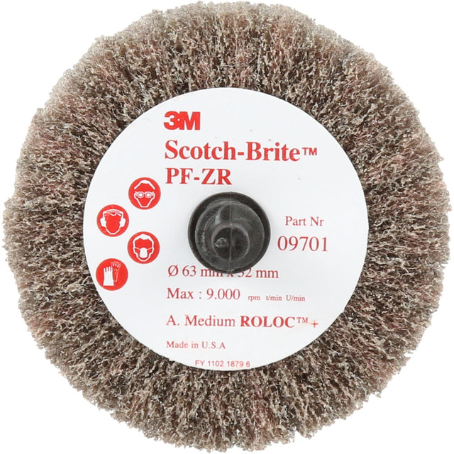 Scotch-Brite™ Roloc™ Cut and Polish Flap Brush, PF-ZR, Aluminum Oxide, Medium Grit, 2-1/2" x 1-1/4"