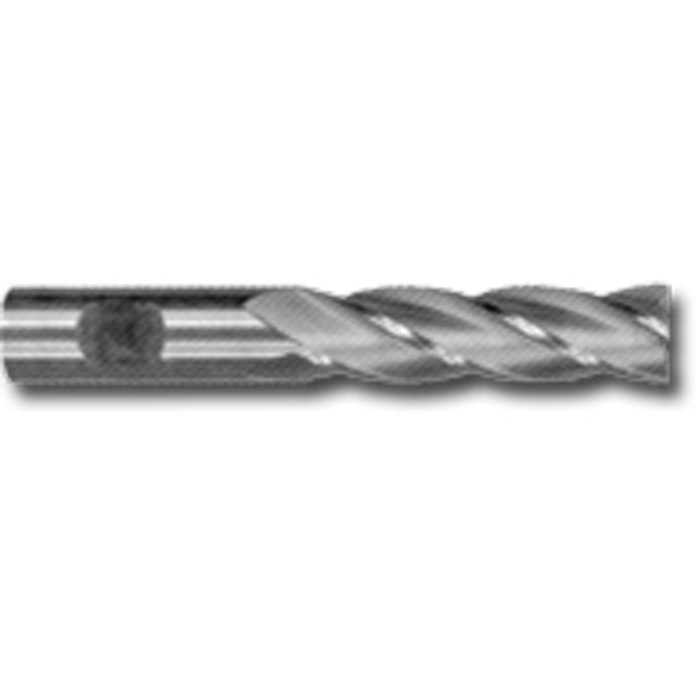 Weldon Shank Long Series End Mill, 7/8" Dia., 4 Flutes, High Speed Steel