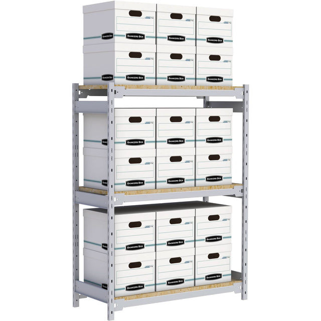 Wide Span Record Storage Shelving, Steel, 3 Shelves, 42" W x 18" D x 60" H
