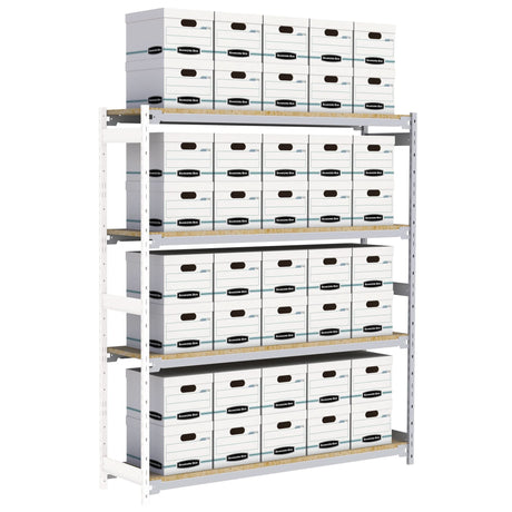 Wide Span Record Storage Shelving, Steel, 4 Shelves, 72" W x 18" D x 84" H, Add-On Kit