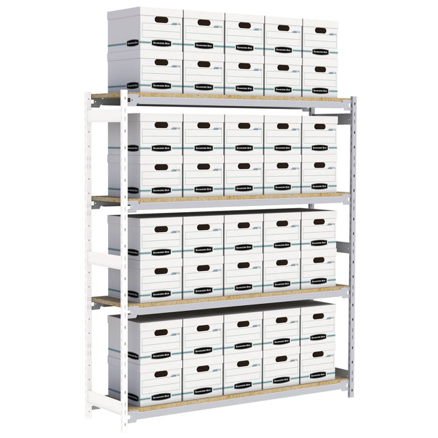 Wide Span Record Storage Shelving, Steel, 4 Shelves, 72" W x 18" D x 84" H, Add-On Kit