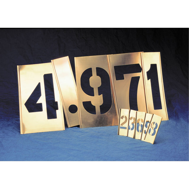 Gothic Brass Interlocking Stencils - Numbers Only - 15 Piece Set, Pictogram, 8"