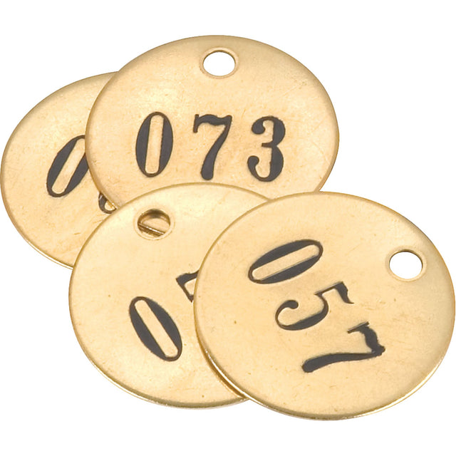 Numbered Tags, # 101-125, Brass, 1" dia