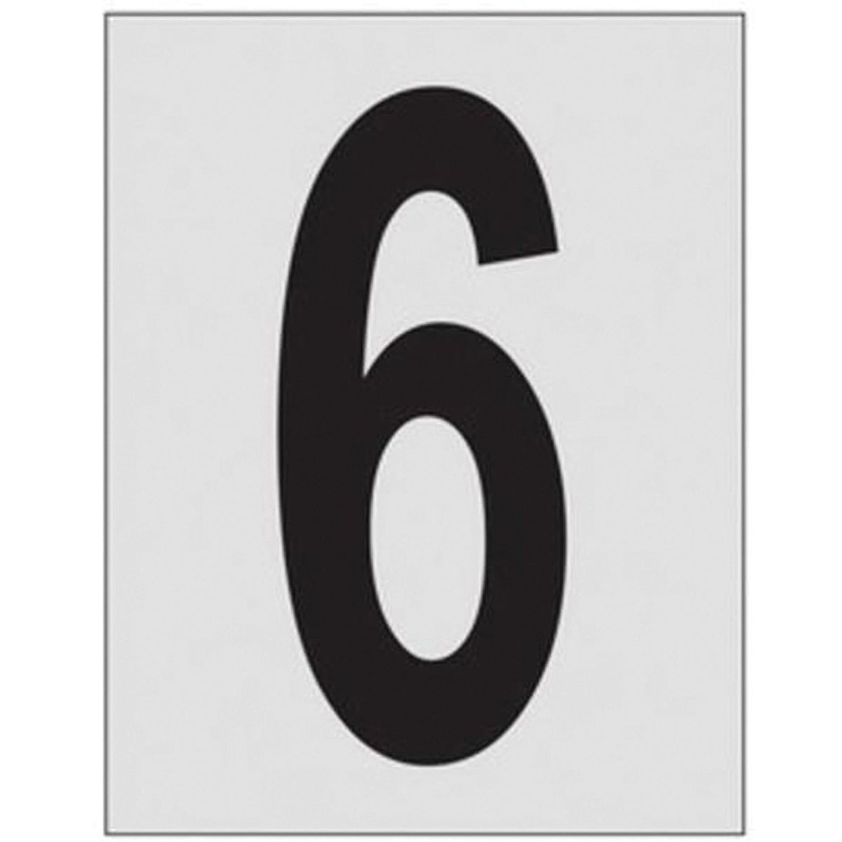 Reflective Individual Number and Letter Labels, 6, 1" H, Black on Silver