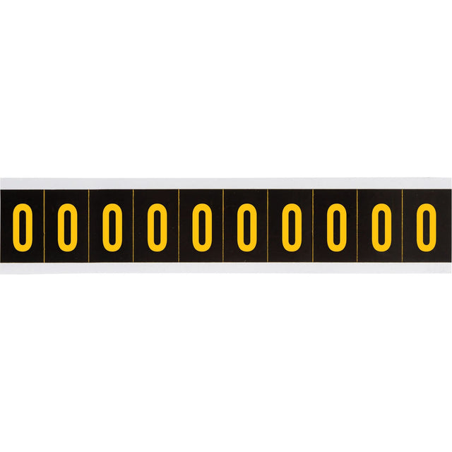 Individual Number and Letter Labels, 0, 2" H, Yellow on Black