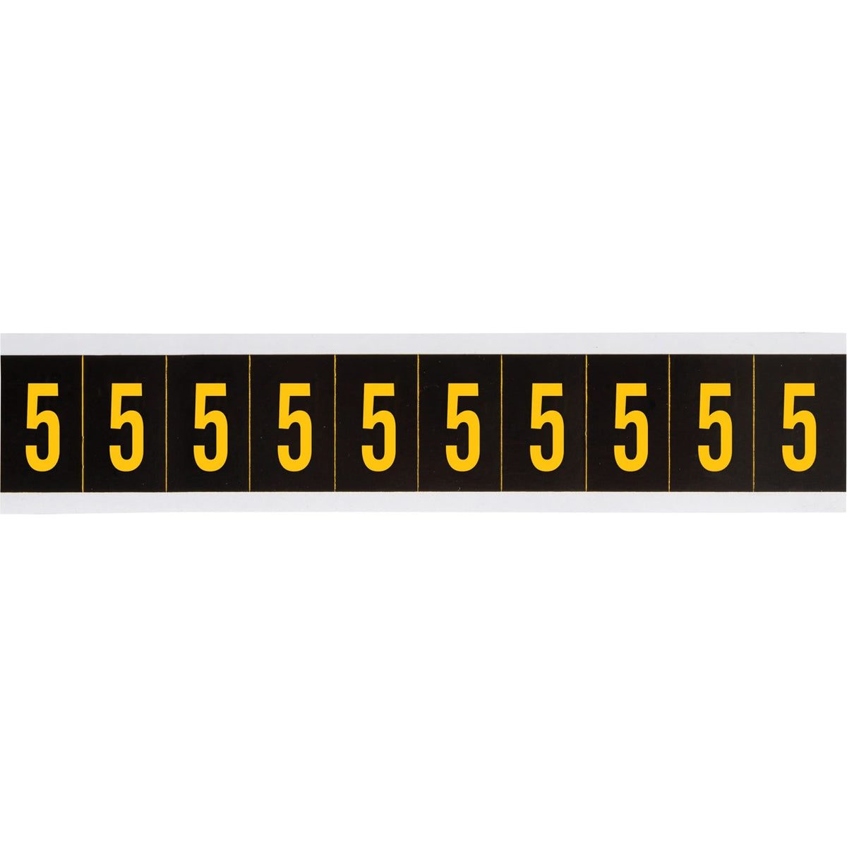 Individual Number and Letter Labels, 5, 2" H, Yellow on Black