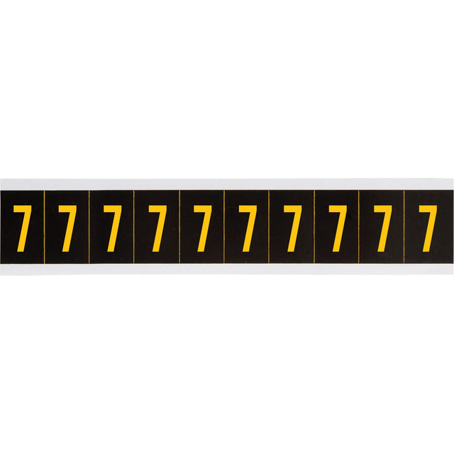 Reflective Individual Number and Letter Labels, 7, 2" H, Yellow on Black