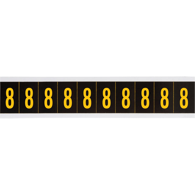 Individual Number and Letter Labels, 8, 2" H, Yellow on Black
