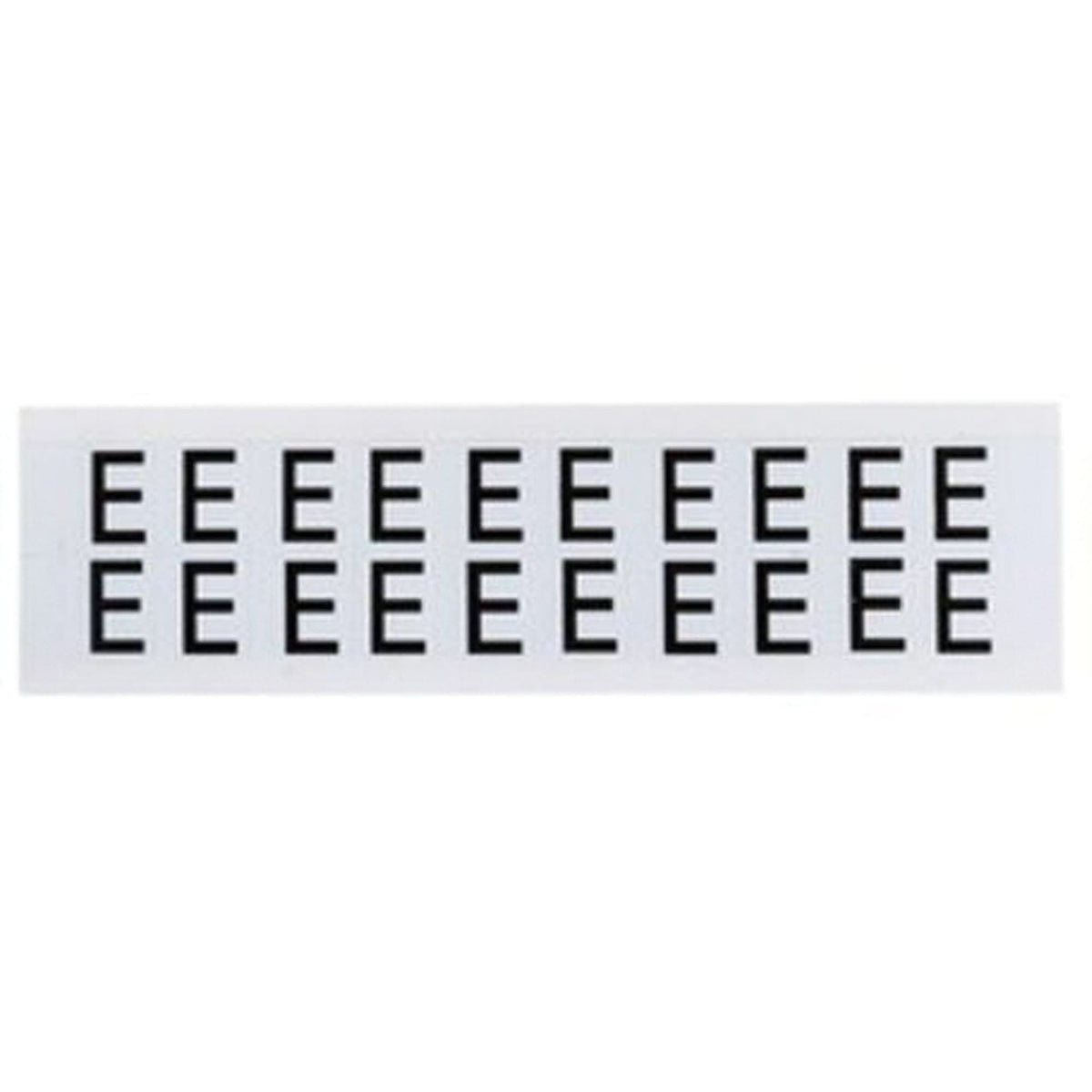 Individual Number and Letter Labels, E, 5/8" H, Black on White