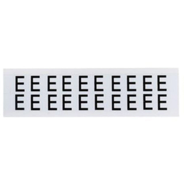Individual Number and Letter Labels, E, 5/8" H, Black on White