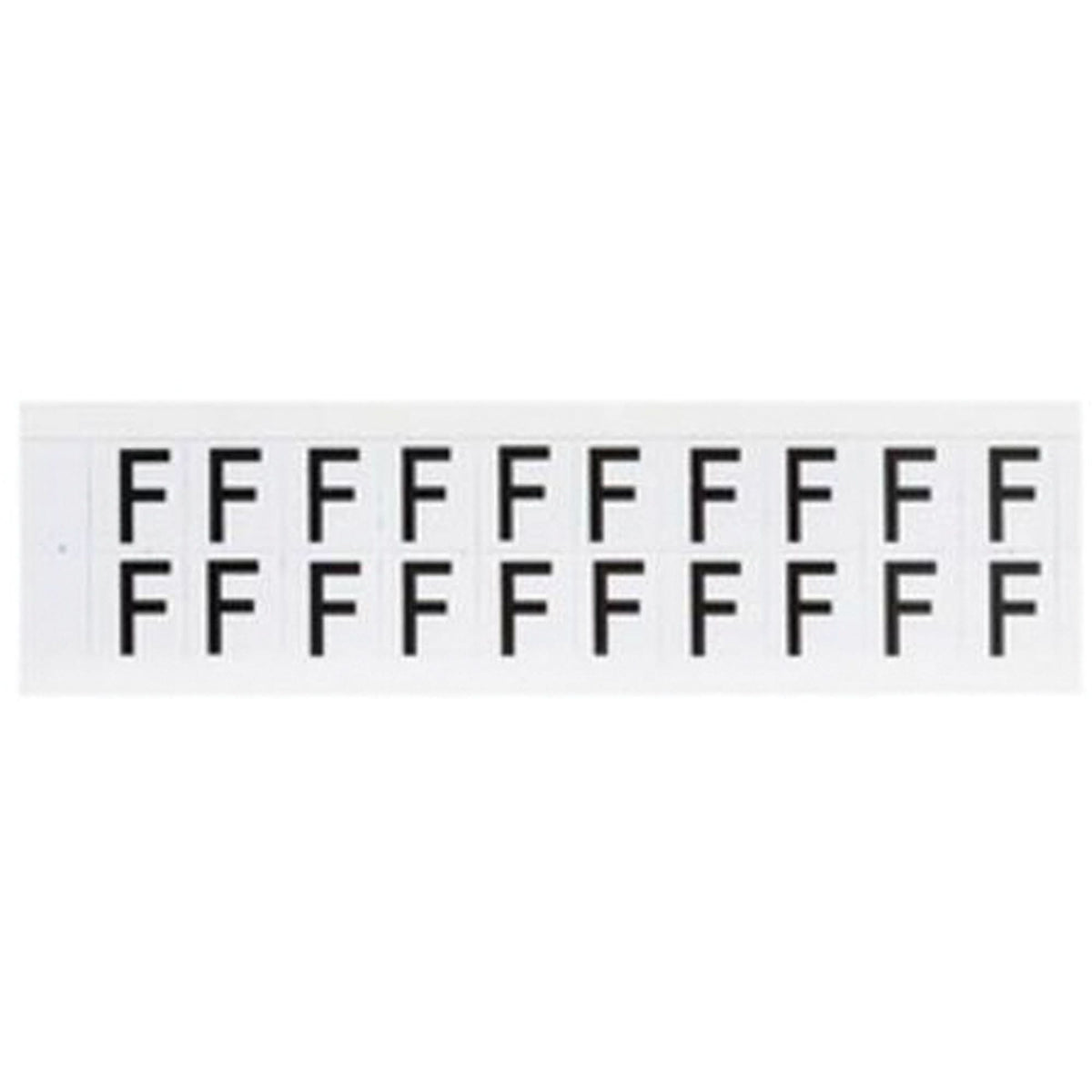 Individual Number and Letter Labels, F, 5/8" H, Black on White