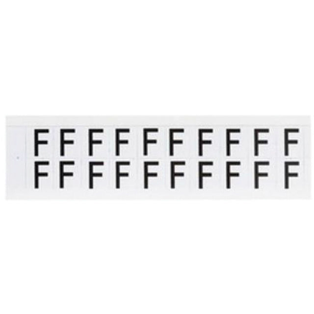 Individual Number and Letter Labels, F, 5/8" H, Black on White