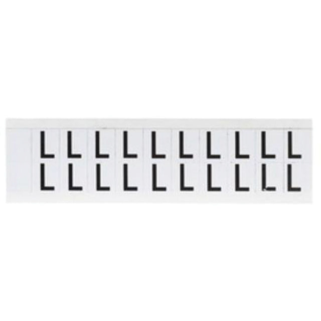 Individual Number and Letter Labels, L, 5/8" H, Black on White