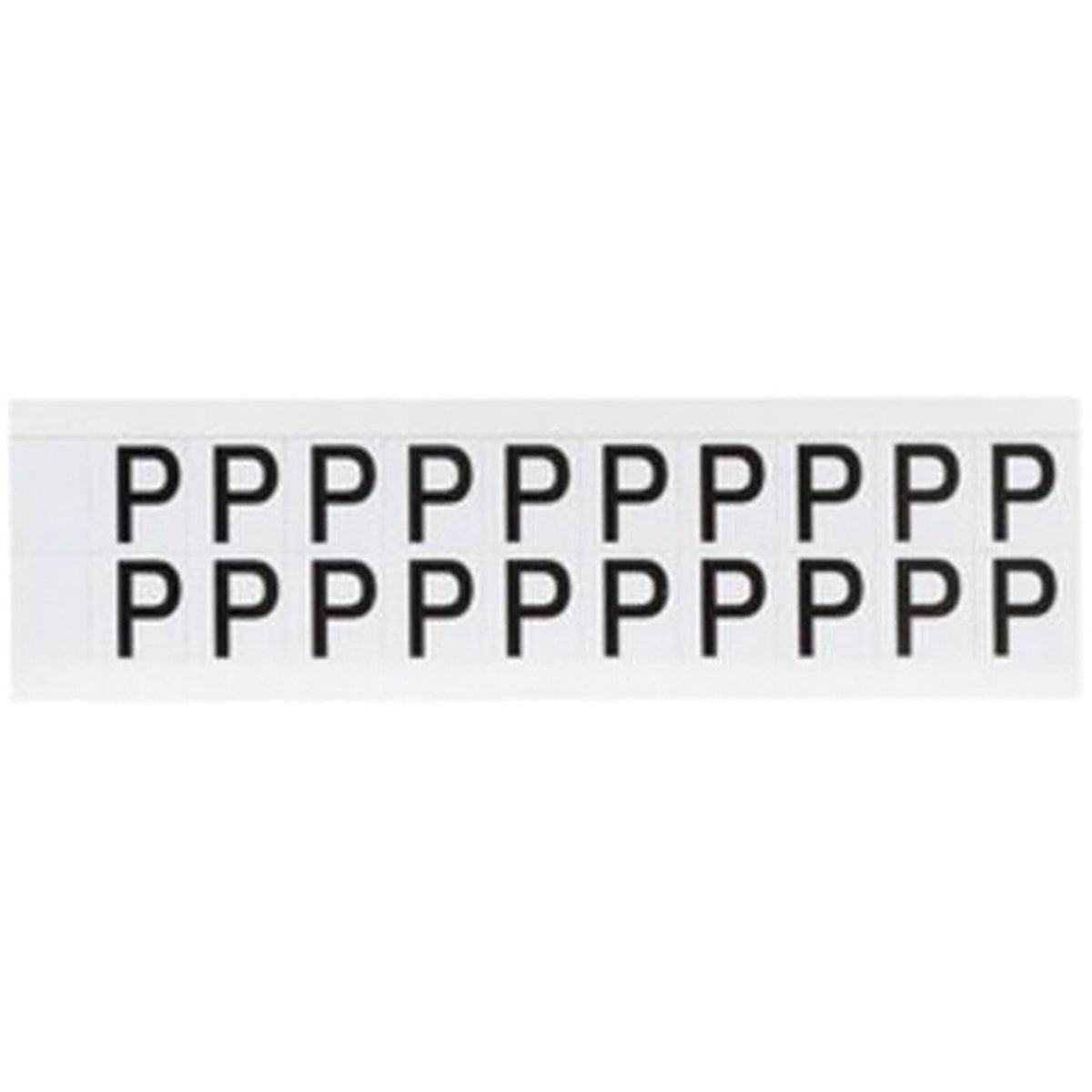 Individual Number & Letter Labels, P, 5/8" H, Black on White