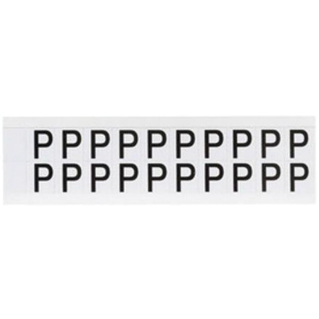 Individual Number & Letter Labels, P, 5/8" H, Black on White