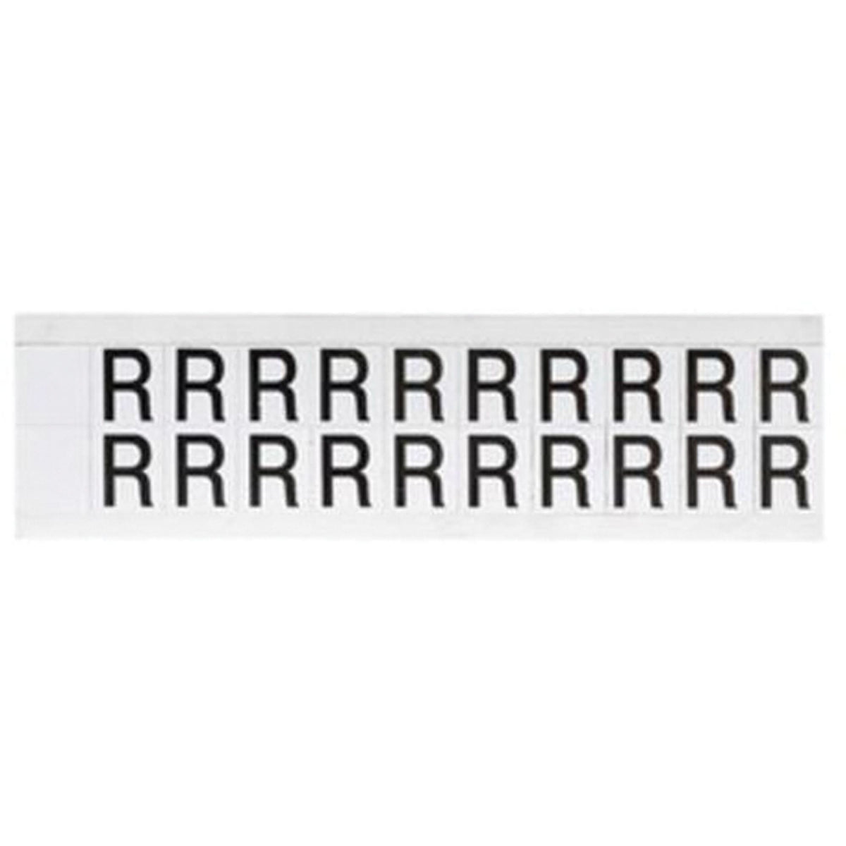 Individual Number & Letter Labels, R, 5/8" H, Black on White