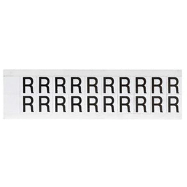 Individual Number & Letter Labels, R, 5/8" H, Black on White