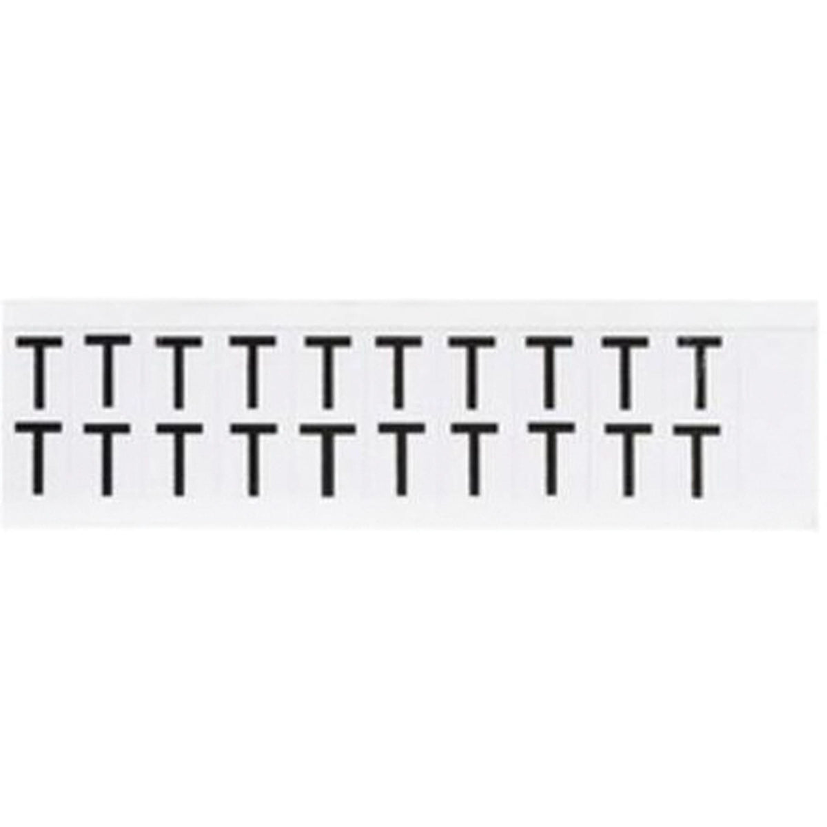 Individual Number & Letter Labels, T, 5/8" H, Black on White