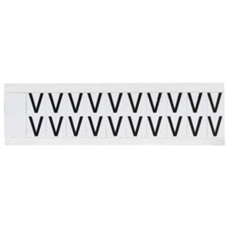 Individual Number & Letter Labels, V, 5/8" H, Black on White
