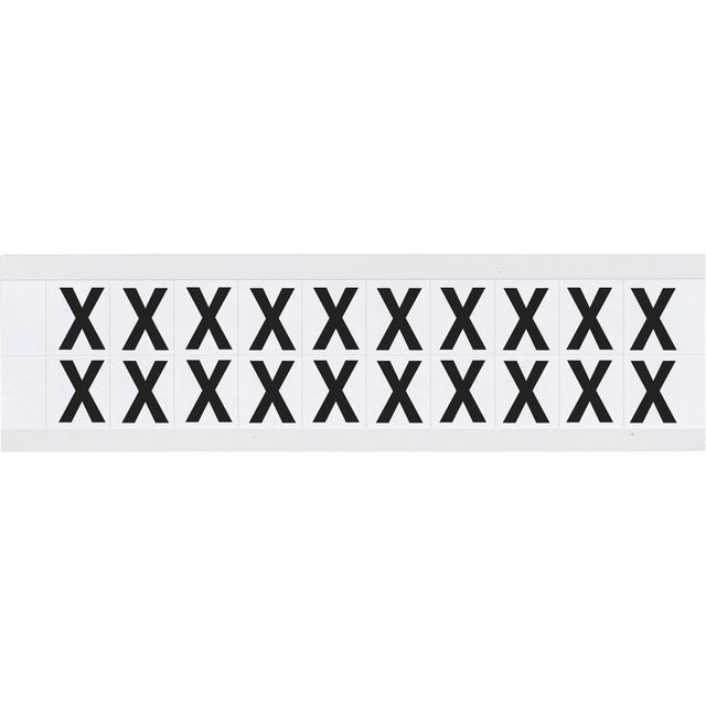 Individual Number & Letter Labels, X, 5/8" H, Black on White