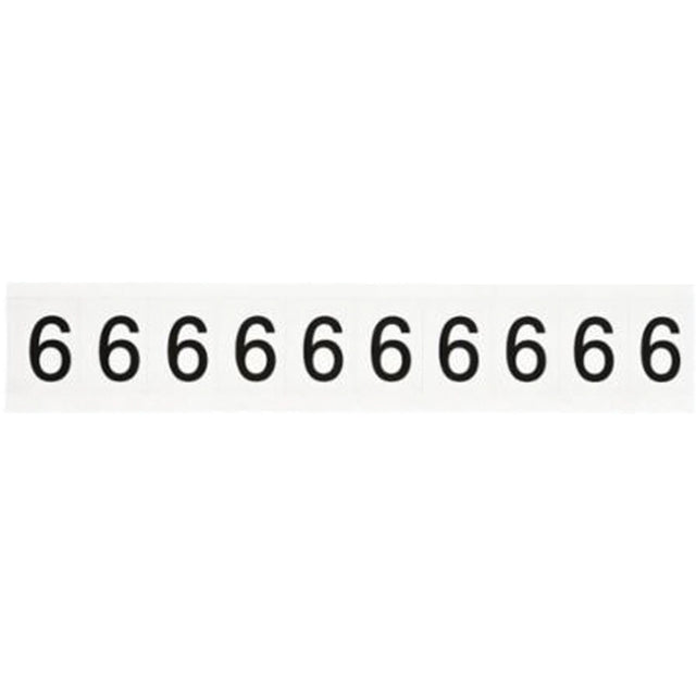 Individual Number and Letter Labels, 6, 1" H, Black on White