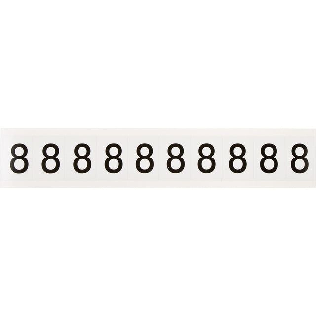 Individual Number and Letter Labels, 8, 1" H, Black on White