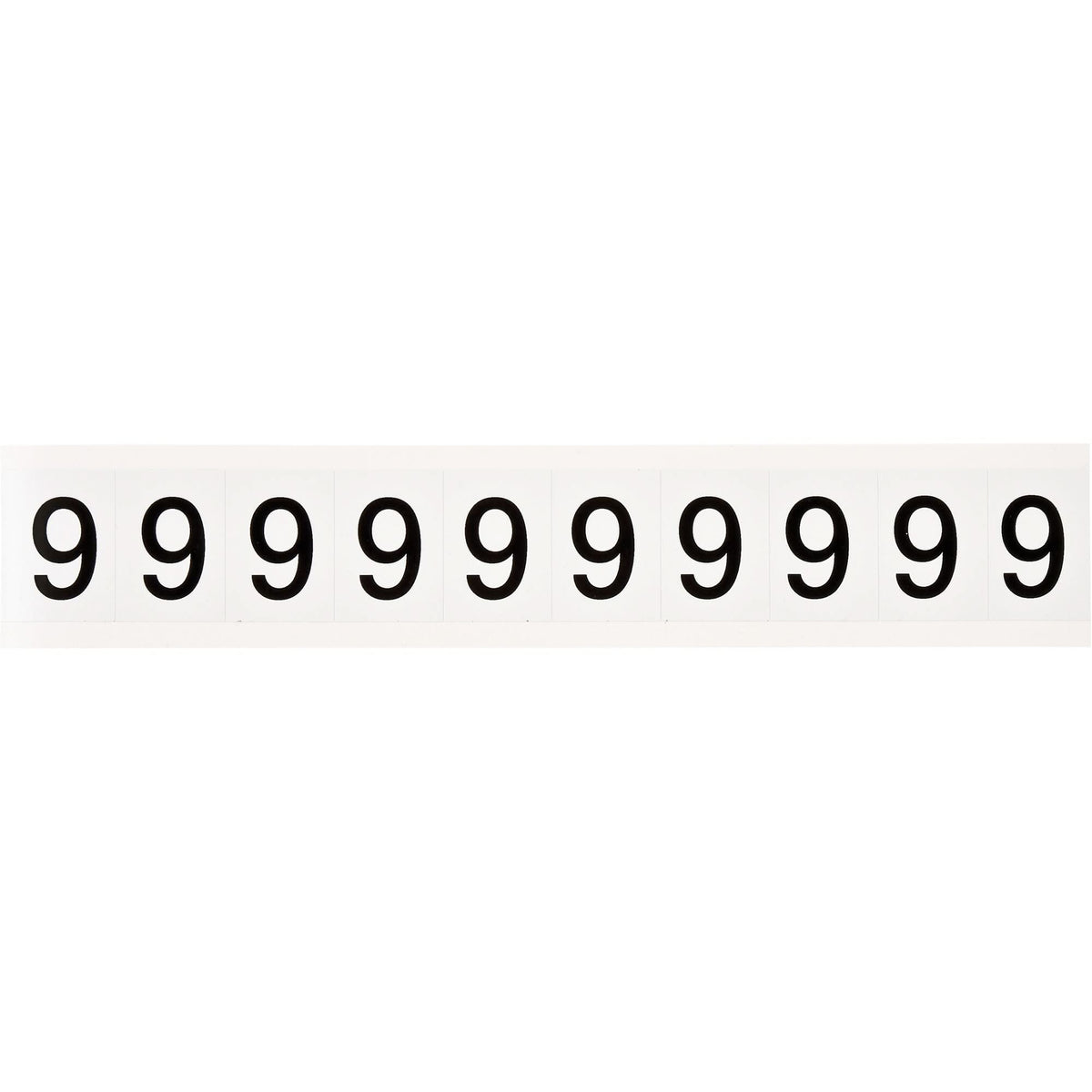 Individual Number and Letter Labels, 9, 1" H, Black on White