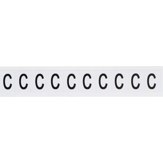 Individual Number and Letter Labels, C, 1" H, Black on White