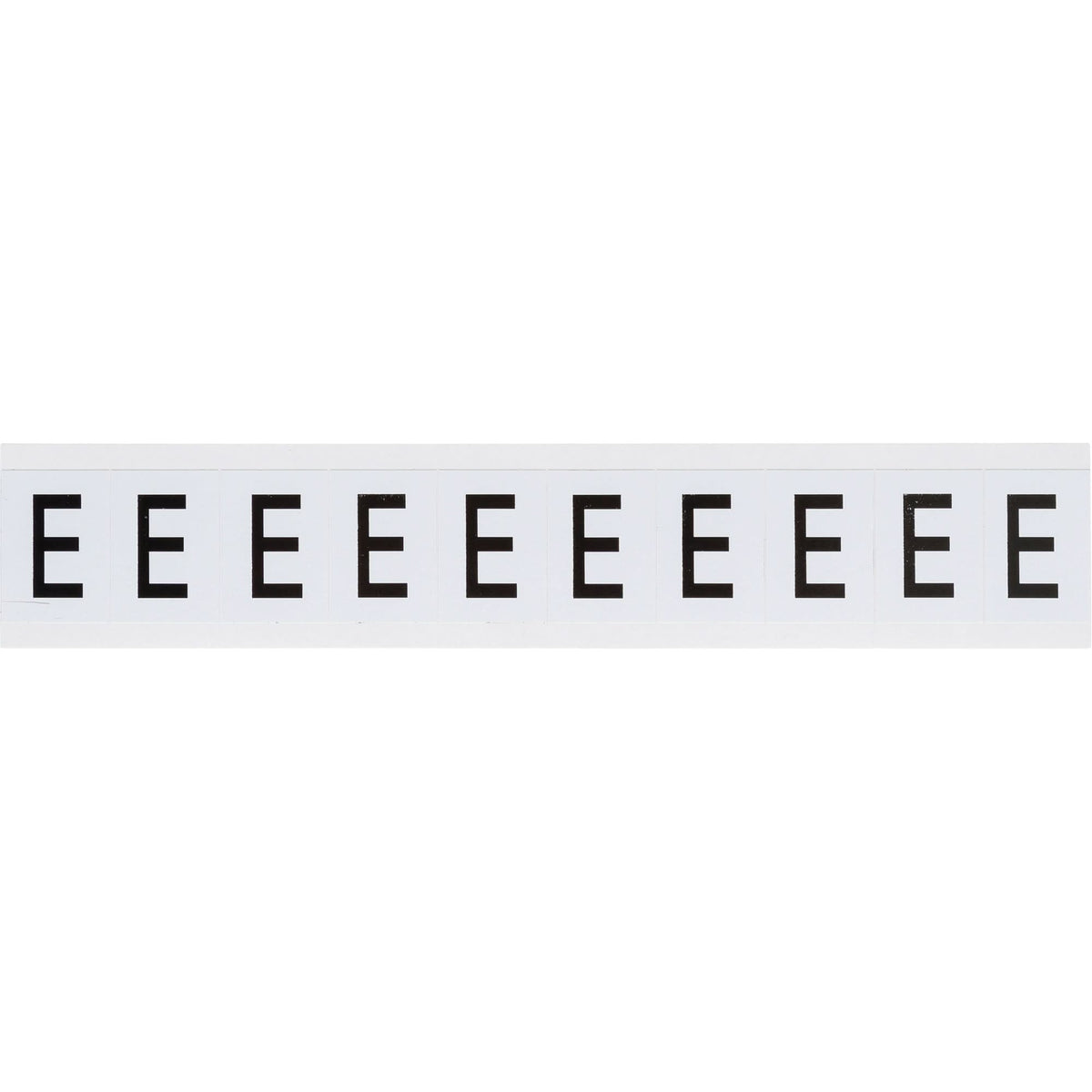 Individual Number and Letter Labels, E, 1" H, Black on White