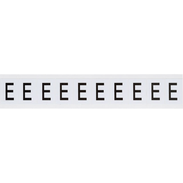 Individual Number and Letter Labels, E, 1" H, Black on White