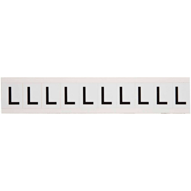 Individual Number and Letter Labels, L, 1" H, Black on White