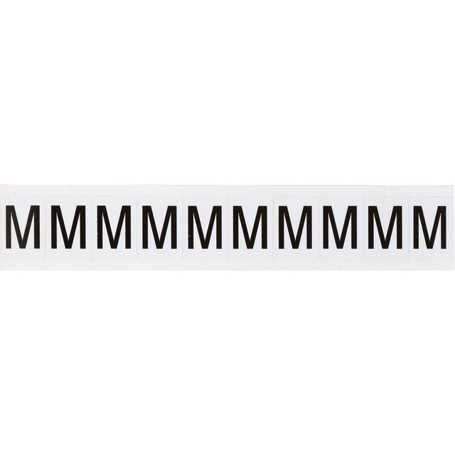 Individual Number & Letter Labels, M, 1" H, Black on White