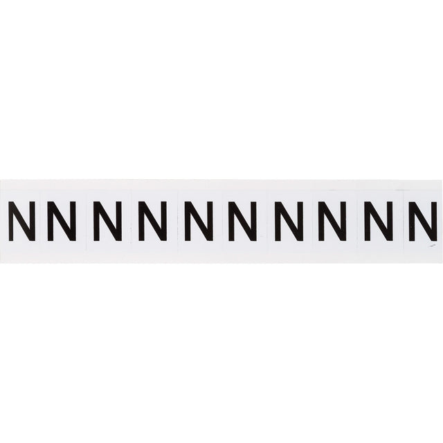 Individual Number & Letter Labels, N, 1" H, Black on White