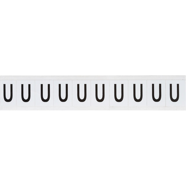 Individual Number & Letter Labels, U, 1" H, Black on White