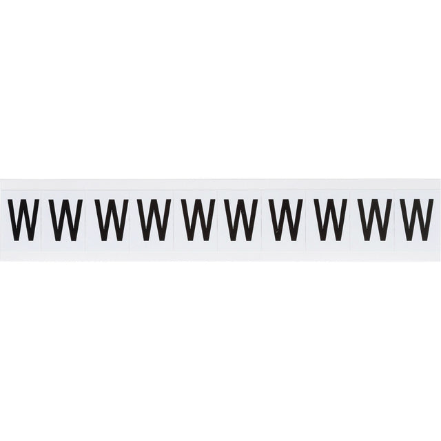 Individual Number & Letter Labels, W, 1" H, Black on White