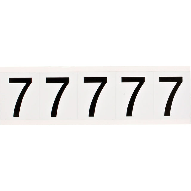 Individual Number and Letter Label, 7, 2" H, Black on White