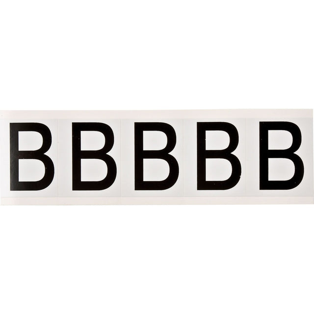 Individual Number and Letter Labels, B, 2" H, Black on White