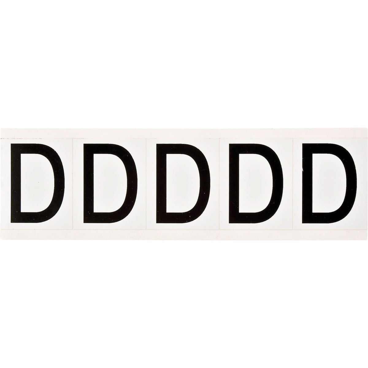 Individual Number and Letter Labels, D, 2" H, Black on White
