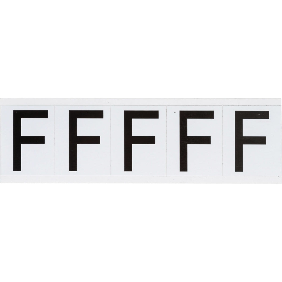 Individual Number and Letter Labels, F, 2" H, Black on White
