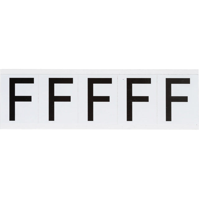 Individual Number and Letter Labels, F, 2" H, Black on White
