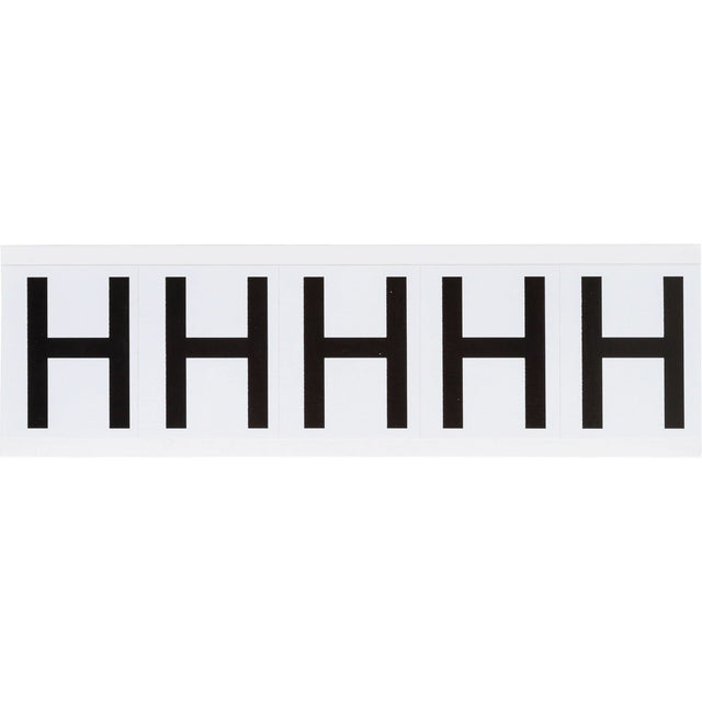Individual Number and Letter Labels, H, 2" H, Black on White