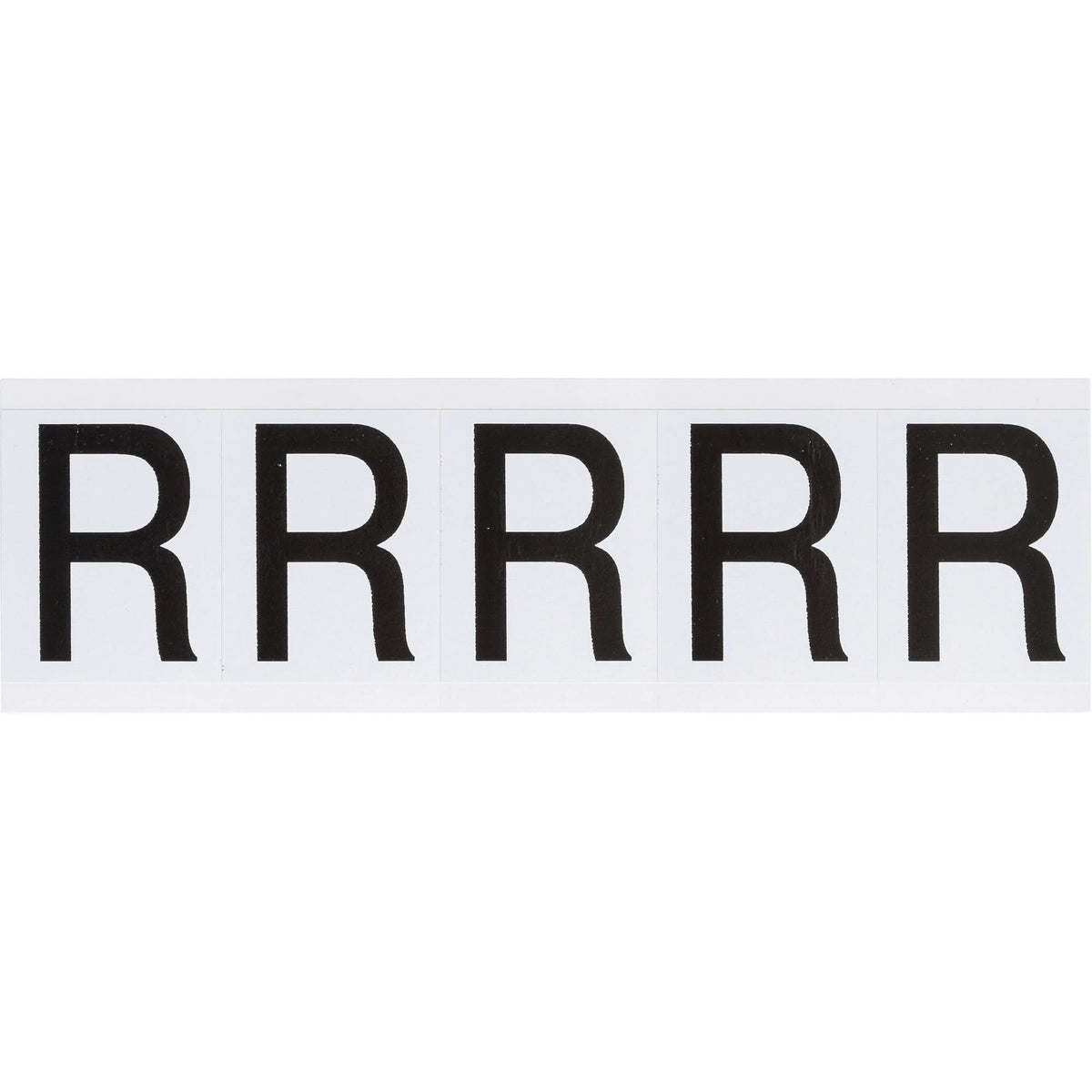 Individual Number & Letter Labels, R, 2" H, Black on White