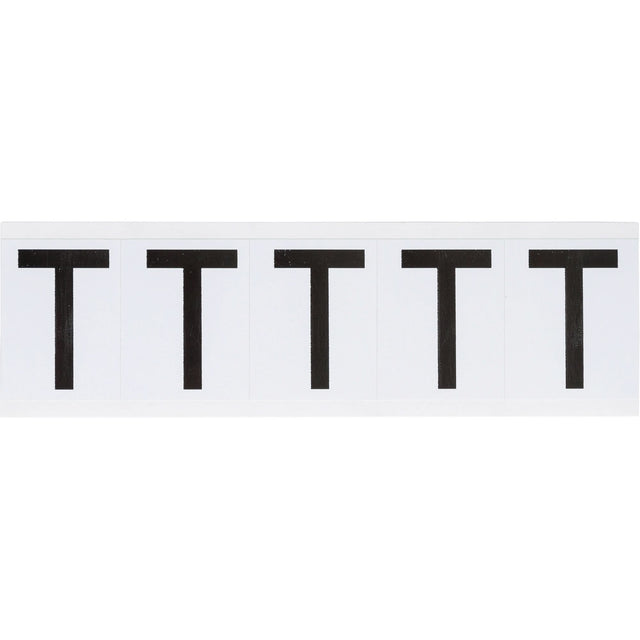 Individual Number & Letter Labels, T, 2" H, Black on White