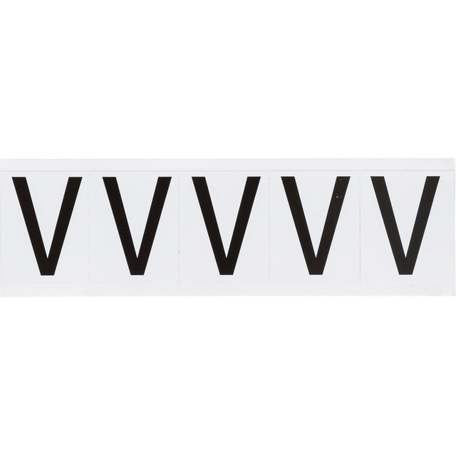 Individual Number & Letter Labels, V, 2" H, Black on White