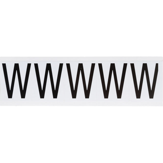 Individual Number & Letter Labels, W, 2" H, Black on White