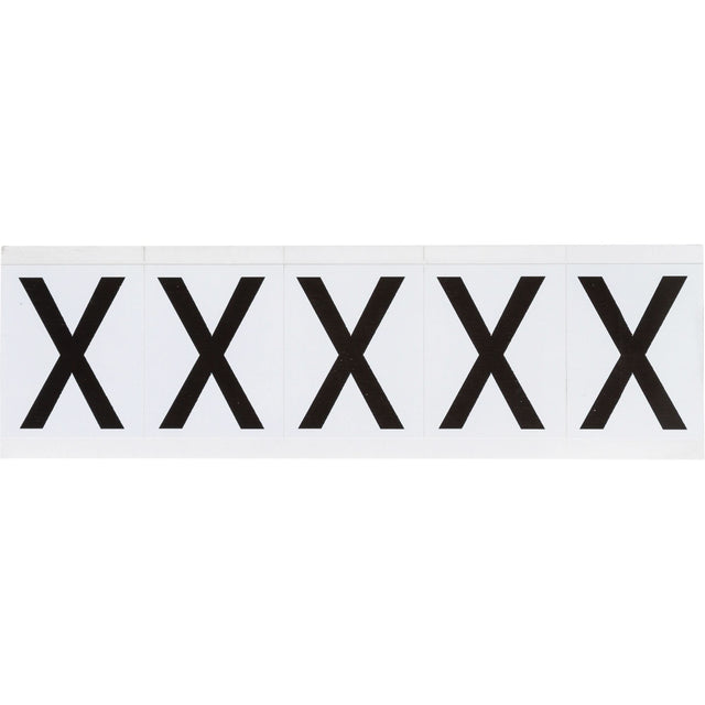 Individual Number & Letter Labels, X, 2" H, Black on White