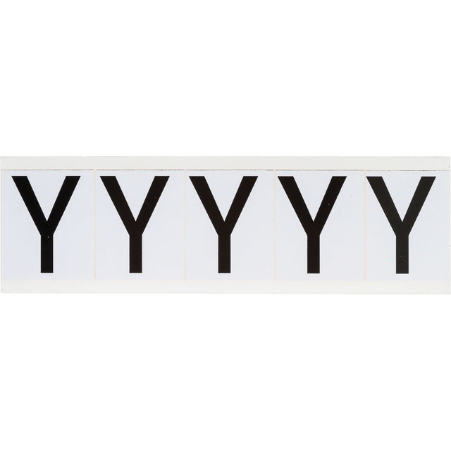 Individual Number & Letter Labels, Y, 2" H, Black on White