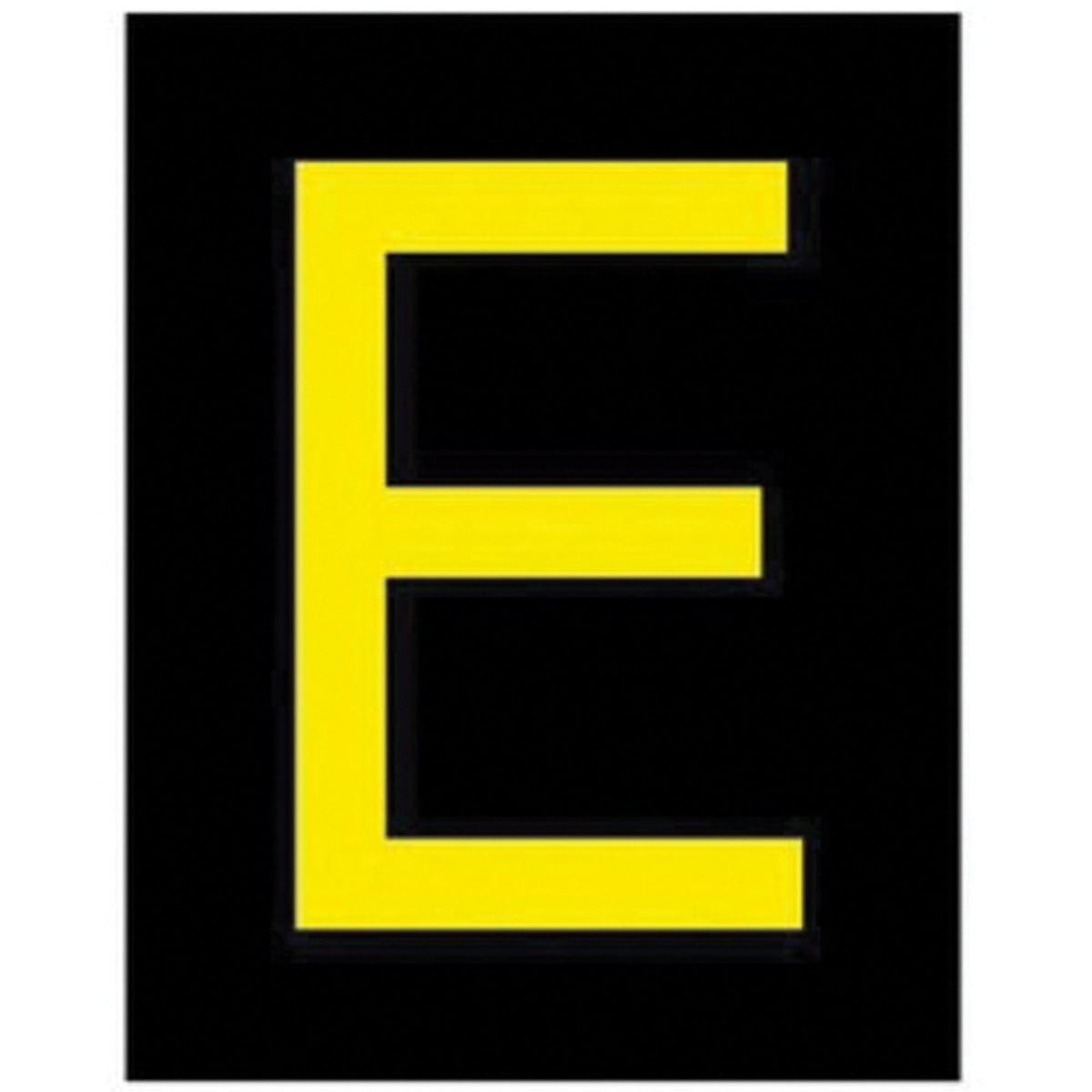 Reflective Individual Number and Letter Labels, E, 2-1/2" H, Yellow on Black