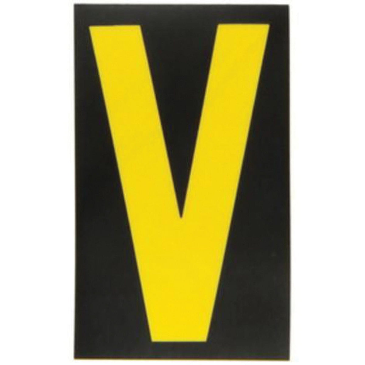 Reflective Individual Number & Letter Labels, V, 2-1/2" H, Yellow on Black